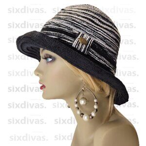 Black and White Hat, Fabric Hat,Packable Hat, Holiday Travel Summer Hat